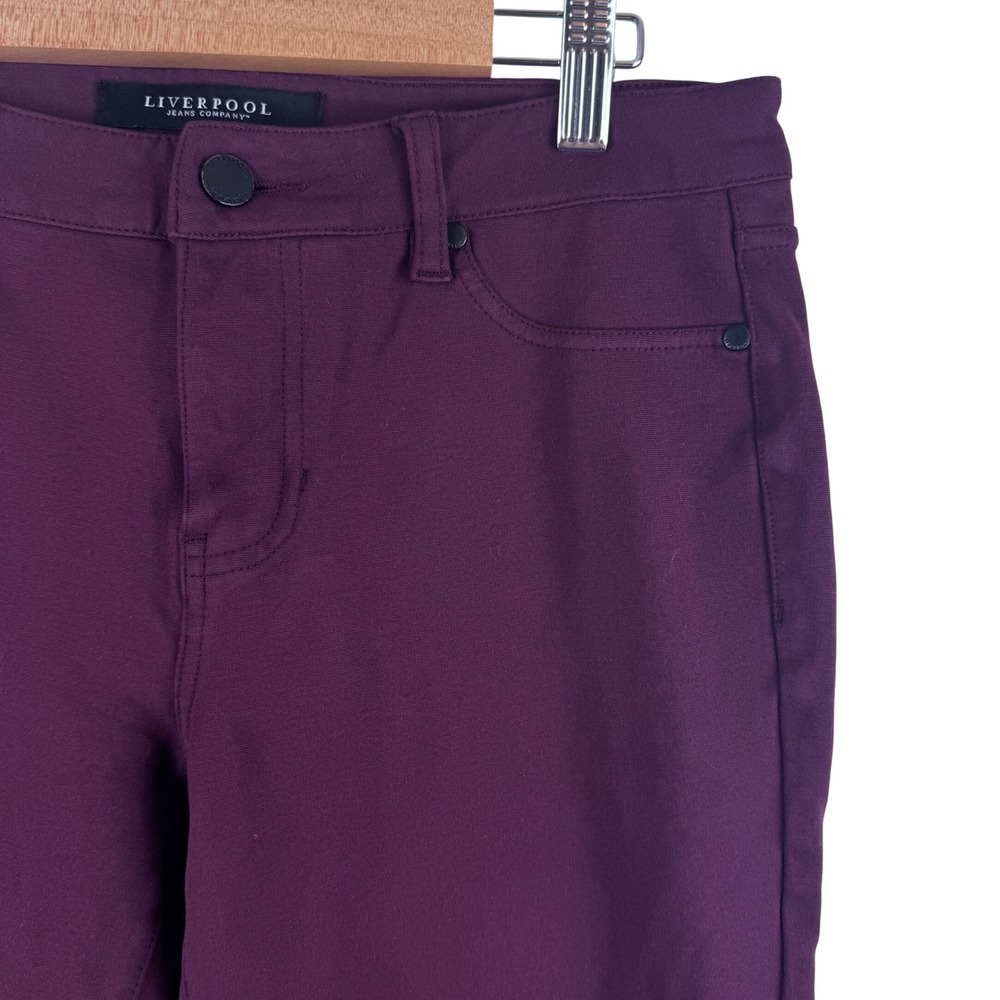Liverpool Madonna Pants Women 6/28 Port Wine Burgundy Skinny Stretch Ponte